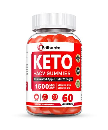 Keto ACV Gummies Apple Cider Vinegar Gummies with the mother Vitamin B12 & B6 1500mg per Serving Vegan Gluten-Free Non-GMO Supports Energy Digestion & Healthy Lifestyle 60 Count