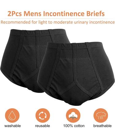 Men's Washable Incontinence Underwear 2 Pack | Front Absorbent Area | Leakproof & Reusable | Black | Size M - Buy Online on GoSupps.com