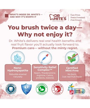 Dr. White s Cherry Bloom Toothpaste | Fruit by Design Fluoride-Free Dentist-Formulated with Nano-Hydroxyapatite Sensitivity Relief Mint-Free Cherry Bloom 3.5 Ounce (Pack of 1) - Buy Online on GoSupps.com