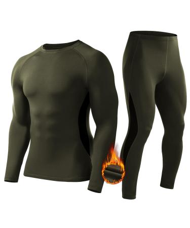 Roadbox thermal underwear men breathable soft functional clothing men winter warm ski underwear thermal wash Set flexible thermoactive functional underwear for men green M