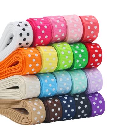 QingHan Grosgrain Ribbons for Crafts Gifts Wrapping 3/8 Boutique Polka Dot Fabric Ribbon 40yd (20 x 2yd)