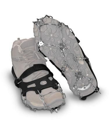 Navaris spikes for shoes - silicone shoe spikes with stainless steel chains - snow ice hiking sports - shoe claws for women children M (EU 37-40)