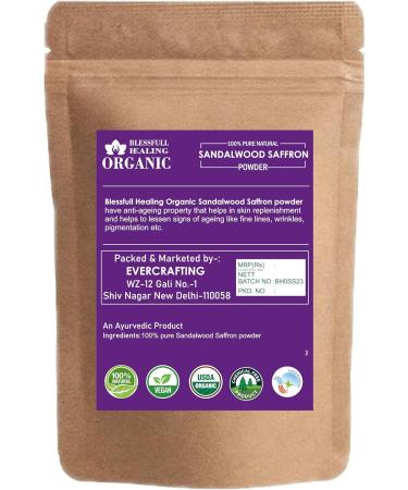 Blessfull Healing Organic 100% Pure Natural Sandalwood Saffron Powder | 100 Gram / 3.52 oz Pack Of 1 - Buy Online on GoSupps.com