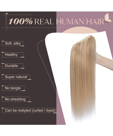 Elailite Real Hair Ponytail Extensions 45cm - Clip-In Remy Smooth Braid #18/613 Ashblond & Bleached Blonde - 115g Best Quality - Buy Online on GoSupps.com