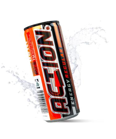 ACT!ON ACTION Energy Drink Regular 24 x 250 ml Disposable Tutti-Frutti Taste Cans 31.5 mg/100 ml Caffeine - For Better Caffeine Concentration
