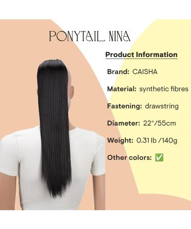 CAISHA 22 Straight Black-Brown Synthetic Hair Ponytail Extension | Heat-Resistant Fiber | PH503 Black-Brown #3 | 22 Inch Ponytail Extension - Buy Online on GoSupps.com