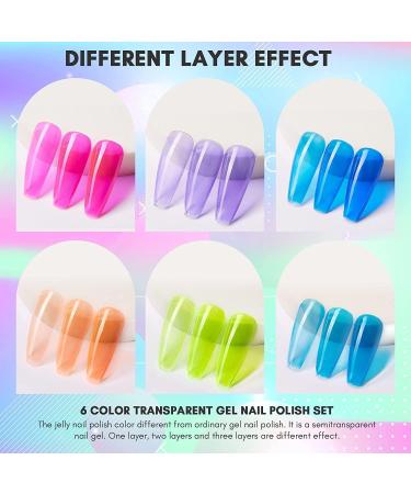 Makartt Jelly Gel Polish Set Pink Crystal Sweet Pastel Blue 2022 Nail Design Colours 10ML 6 Bottles Soak Off Nail Gel Polish with Gift Box Jelly Gel-bright 10 ml (Pack of 6) - Buy Online on GoSupps.com