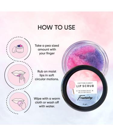 Cotton Candy Lip Scrub Starwberry Blueberry Enriched With Vitamin C Nourishment & Moisturization For Dry Lips Dark Lips Smokers 15 GM - Buy Online on GoSupps.com
