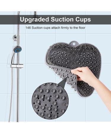 HONYIN XL Shower Foot Scrubber Mat - Exfoliate, Massage, Improve Circulation, Relieve Tired Feet - Non-Slip Suction Cups - Gray - Buy Online on GoSupps.com
