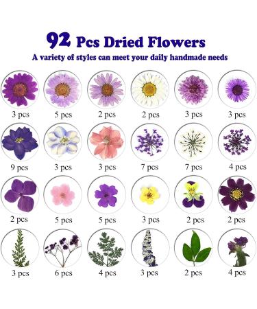 LUCISKY 92 Pcs Purple Dried Pressed Flowers for Resin, Candle, Jewelry & Nail Crafts - Buy Online on GoSupps.com