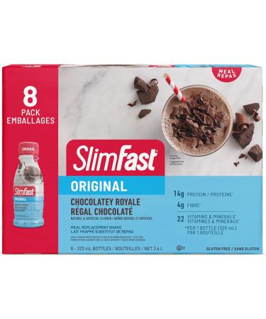 Case of Slim Fast Original Meal Replacement or Weight Loss Ready to Drink Shakes with 14g of Protein 4g of Fibre Plus 23 Vitamins and Minerals Chocolatey Royal 8 Bottles x 325ml (3 Packs 24 Bottles) - Buy Online on GoSupps.com