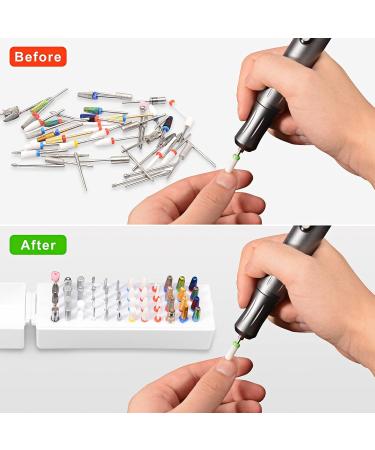 Diesisa 48-Hole Acrylic Nail Bit Holder for Storage - White | Dustproof Container for Home & Salon Use - Buy Online on GoSupps.com