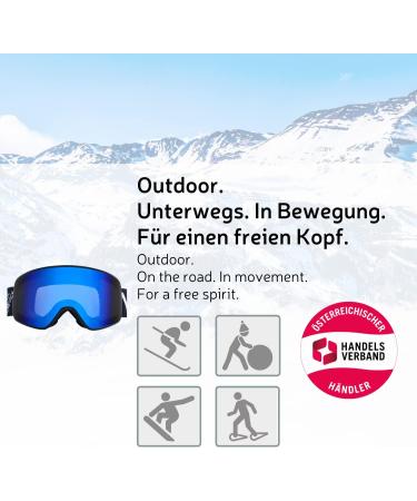 Black Crevice Ski-Gladming I Ski Goggles for Men & Women | Adjustable Anti-Fog UV400 Protection | Break-Resistant Double Disc in Navy/Orange - Buy Online on GoSupps.com