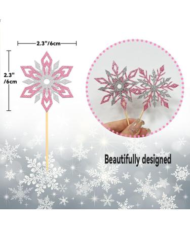 Pack of 24 Glitter Snowflakes Cupcake Toppers (Mix Pink) - Buy Online on GoSupps.com