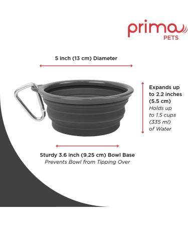 Prima Pets Collapsible Silicone Bowl for Dog & Cat + Bottle Holder - Small (1.5 Cups) - Grey - Buy Online on GoSupps.com