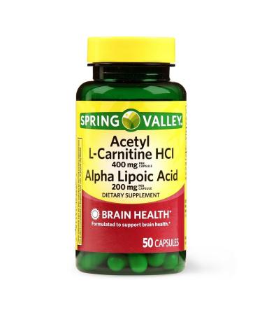 Acetyl L-Carnitine HCI 400 mg + Alpha Lipoic Acid 200 mg Capsules 50 Count