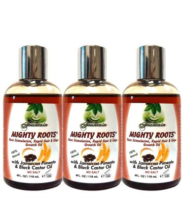 Fountain Mighty Roots - Jamaican Pimento Oil - Black Castor Oil - Hair Loss Treatment - 3 Pack