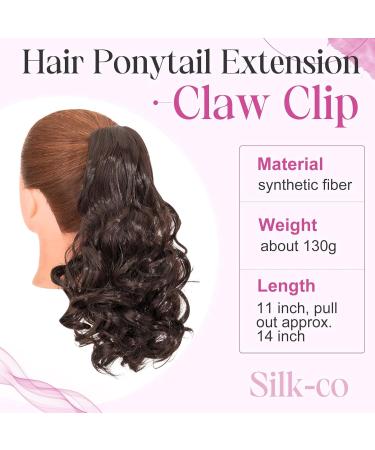 Silk-co Short Curly Ponytail Extension - 11 Inch Medium Brown | Clip-in Hairpiece for Women - Buy Online on GoSupps.com