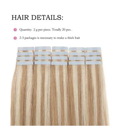 SEGO Tape Extensions | 100% Remy Hair | 20 Pieces + 10 Free Tapes | Honeyblond #18P613 | 12 (30cm) | Hair Extension Adhesive - Buy Online on GoSupps.com