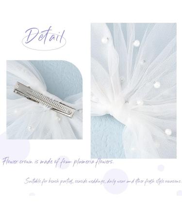 Vakkery Bridal Hair Bow Veil White Tulle Bow Hair Clip with Pearl Wedding Bachelorette Party Decoration Hair Accessories for Women - Buy Online on GoSupps.com