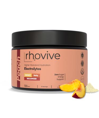 Rhovive Electrolyte Powder - 2 310mg of Electrolytes | Clean Hydration Zero Sugar All Natural Non-GMO Keto Friendly No Artificial Fillers | PeachFlavor - 30 Servings