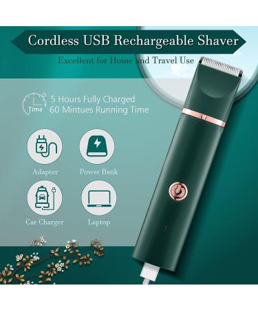 Senignol Women's 2-in-1 Bikini Trimmer & Electric Razor - IPX7 Waterproof Body Trimmer for Women - Valentines Day Gift in Green - Buy Online on GoSupps.com