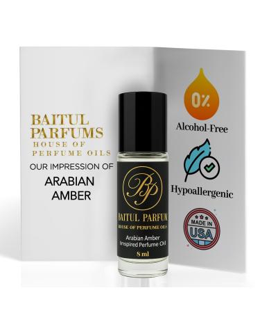 ASMARKET Comparable to Arabian Amber Alcohol-Free Perfume Oil 8ml Travel Size Roll-On Glass Bottle Long Lasting Fragrance 98% True-to-Scent Clean Scent Perfume Main Accords - Amber Woody Spicy