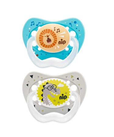 Nip Schnuller "Life": reduces pressure on teeth and pine silicone pacifier made in Germany BPA-free size 3 16-32 months silicone boy boy 16-32 months (2 pack)