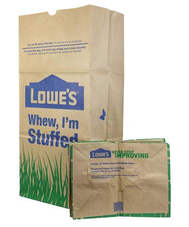 Lowes 30 Gallon Paper Lawn and Leaf Trash Bags, 5 Count (Pack Of 3) 15 Total