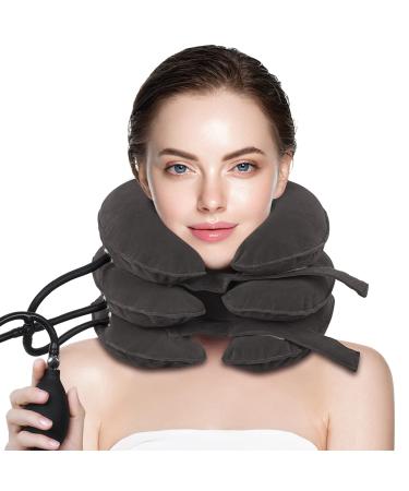 Cervical Neck Traction Device,Portable Neck Stretcher Cervical Traction Provide Neck Support and Neck Pain Relief,Neck Traction Devices for Home Use Neck Decompression (Grey) Dark Gray