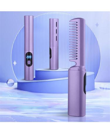 YUUAND Wireless Mini Hair Straightener | 2024 Upgraded 2 in 1 Electric Straightening Comb | Portable Anti-Scald Brush (#04 Purple - Buy Online on GoSupps.com
