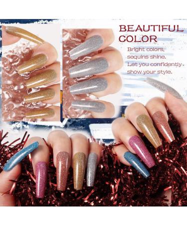 5Pcs Set Diamond Glitter Gel Nail Polish in Silver, Rose Gold, Blue, Pink - Shimmering Sparkle UV LED Cured Kit for Women - Holidays Gift - 0.17 Fl Oz (Pack of 5) - Buy Online on GoSupps.com