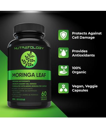 1200MG Organic Moringa Leaf Capsules -Provides Powerful Antioxidants -Protects Against Cell Damage Supports Liver Detox & Gut Health- Maximum Potency- 600MG Moringa Powder Per Capsule - 60 Capsules 60 count (Pack of 1) - Buy Online on GoSupps.com