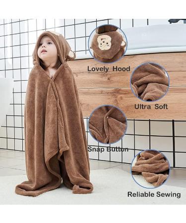 Gneliwm Baby Hooded Bath Towel Swaddle Wrap Blanket Bathrobe Ultra Soft Absorbent Coral Velvet Poncho Shower Towel for Newborn Infant Toddler (Brown Monkey) - Buy Online on GoSupps.com