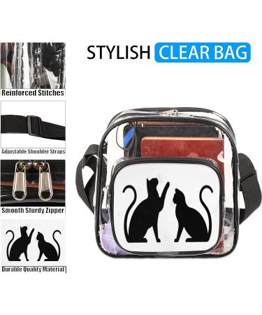 Stylish Clear Crossbody Stadium Bag | Animal Black Cats Print | Approved for Sports, Concerts & Travel - Buy Online on GoSupps.com