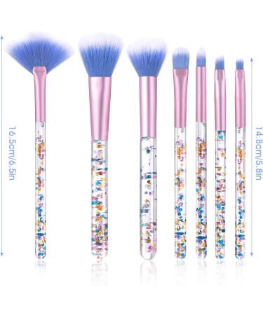 WLLHYF 7 Pack Makeup Brush Set Stylish Glitter Cosmetics Brushes Kit Professional Blending Brush with Crystal Sequins Handle for Eye Shadow Eyeliner Foundation Powder Concealer Blush Lip Women (Blue) - Buy Online on GoSupps.com