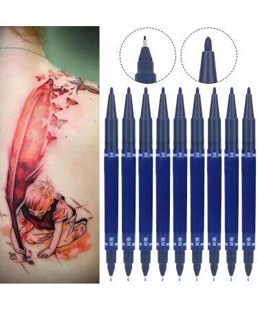 10Pcs Skin Marker Twin Tip Tattoo Pen - Blue | Non-toxic Professional Tool for Tattoo Artists - Buy Online on GoSupps.com