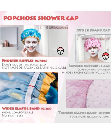 POPCHOSE Large Waterproof Shower Cap for Women - Stylish Satin Hair Bonnet for Long Hair - Buy Online on GoSupps.com