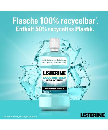 Buy Listerine Cool Mint Mild Antibacterial Mouthwash (6 x 500 ml) - Alcohol-Free Essential Oils for Daily Dental Care - Buy Online on GoSupps.com