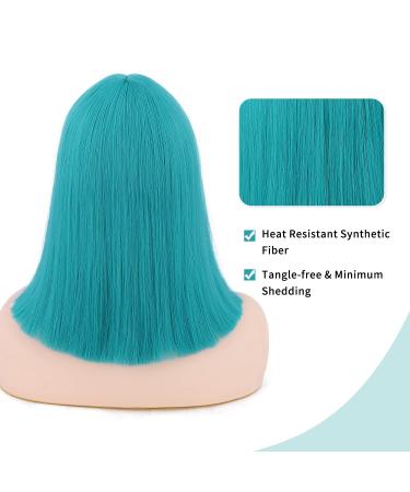 WIGER Teal Blue Bob Wig - Short Straight Synthetic Hair Full Wig for Women - Ideal for Cosplay or Party Look - Buy Online on GoSupps.com