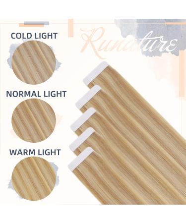 RUNATURE Blonde Highlights Golden Blonde Tape in Human Hair Extensions 14 Inch 50g Remy Real Hair #16P24 - Buy Online on GoSupps.com