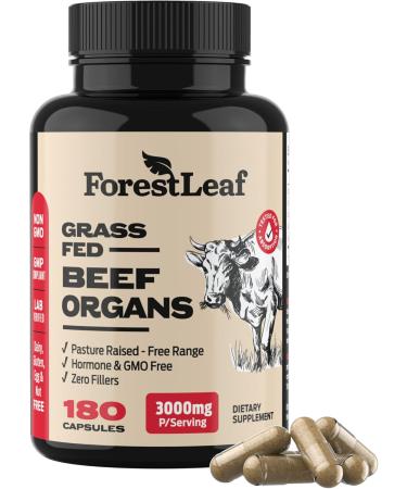 ForestLeaf Beef Organ Supplement - Grass Fed & Pasture Raised - Total Body Wellness & Performance Organ Complex with 3000mg of Desiccated Beef Liver Heart Kidney Pancreas Spleen (180 Capsules) - Buy Online on GoSupps.com