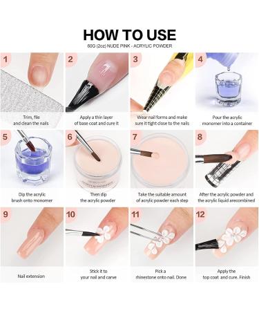 Nude Acrylic Powder - 60g Large Capacity False Nail Powders for Acrylic Extension - Nail Carving without UV Lamp - Buy Online on GoSupps.com