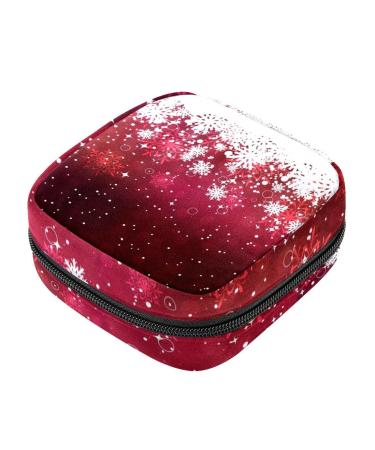 Menstruation pad bag with zipper women's napkin bag tampons collective bags for women and girls (Christmas stars and snowflakes)