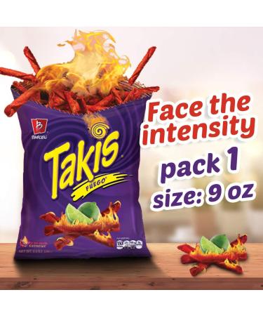 Takis Fuego Hot Chili Pepper & Lime Tortilla Chips 9.9 oz - Spicy and Tangy Flavor - 1 Pack - Buy Online on GoSupps.com