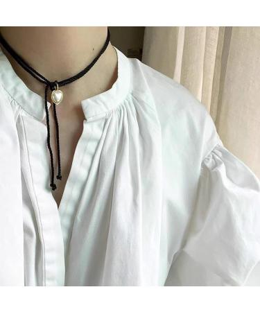 Vsilay Y2K Pearl Heart Necklace - Adjustable Black Rope Chain for Women & Teen Girls | Trendy Gold Accessory - Buy Online on GoSupps.com