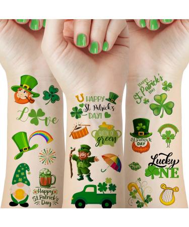 80Pcs St Patricks Day Tattoos Decorations Accessories  12 Sheets Shamrock Temporary Tattoo Stickers for Kids Women  Irish St. Patrick's Day Parade and Favors Party Decorations
