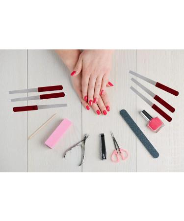 Stainless Steel Nail File Set - 6 Pcs Diamond Nail Files for Natural Nails with Sharp Pointed Tip and Non Slip Handle - Women's Sapphire Grit Fingernail Filers - Buy Online on GoSupps.com