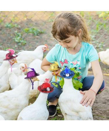 Funny Chicken Accessories: 6-Piece Feather Hat Costume for Small Pets - Adjustable Elastic Chin Strap for Chickens Ducks Parrots & Poultry - Buy Online on GoSupps.com