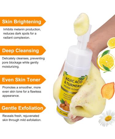 Turmeric Facial Foaming Cleanser |TurmericKojic Acid Foaming Cleanser|Turmeric Cleanser for Face Clear Mousse Cleanser Gentle & Non-Irritating |Turmeric Foaming Cleanser for All Skin 150ML - Buy Online on GoSupps.com